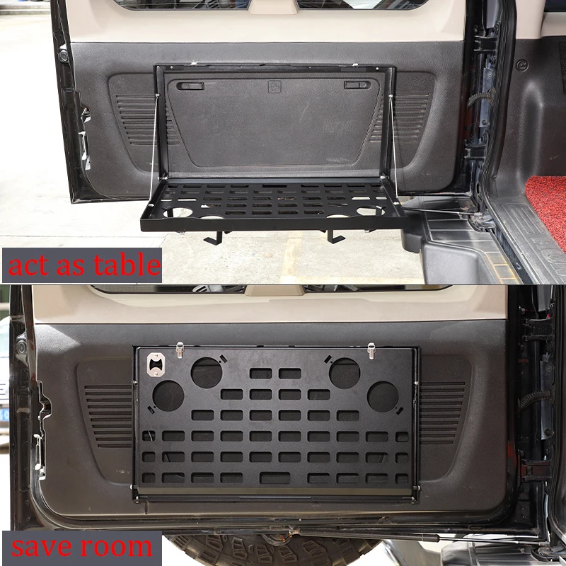 Fit For Hummer H3 2005-2009 Aluminum Alloy Black Rear Trunk Door Mounting Tray Foldable Back Shelf Stand Accessories