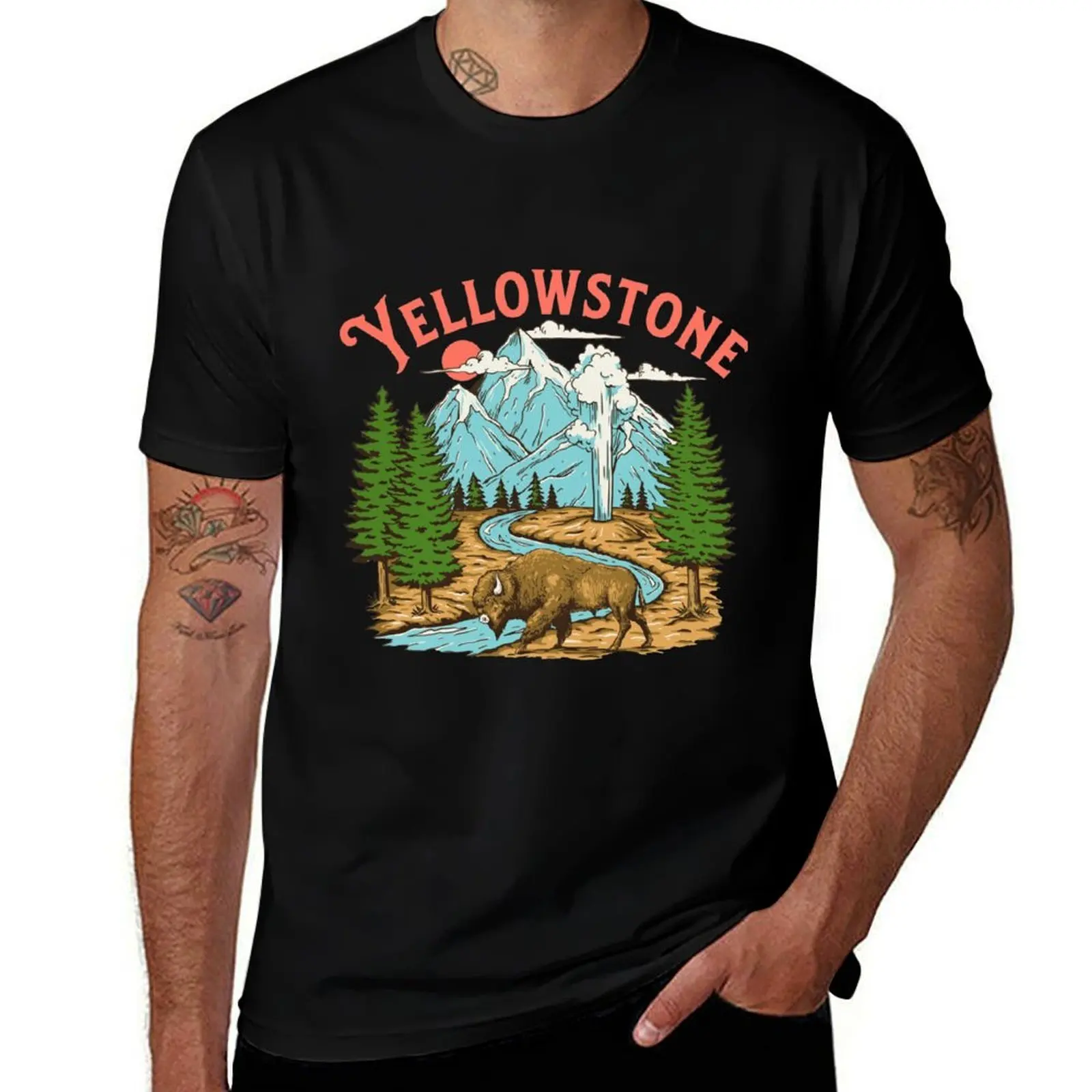 Yellowstone national park T-Shirt Soft Basic Cotton Short Sleeve Tee T-Shirt