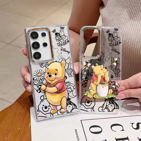 Winnie the Pooh Cute For Samsung S25 EDGE S24 S23 S22 S21 S20 S10 FE Note 20 Ultra Plus Transparent Soft Phone Case Funda Capa