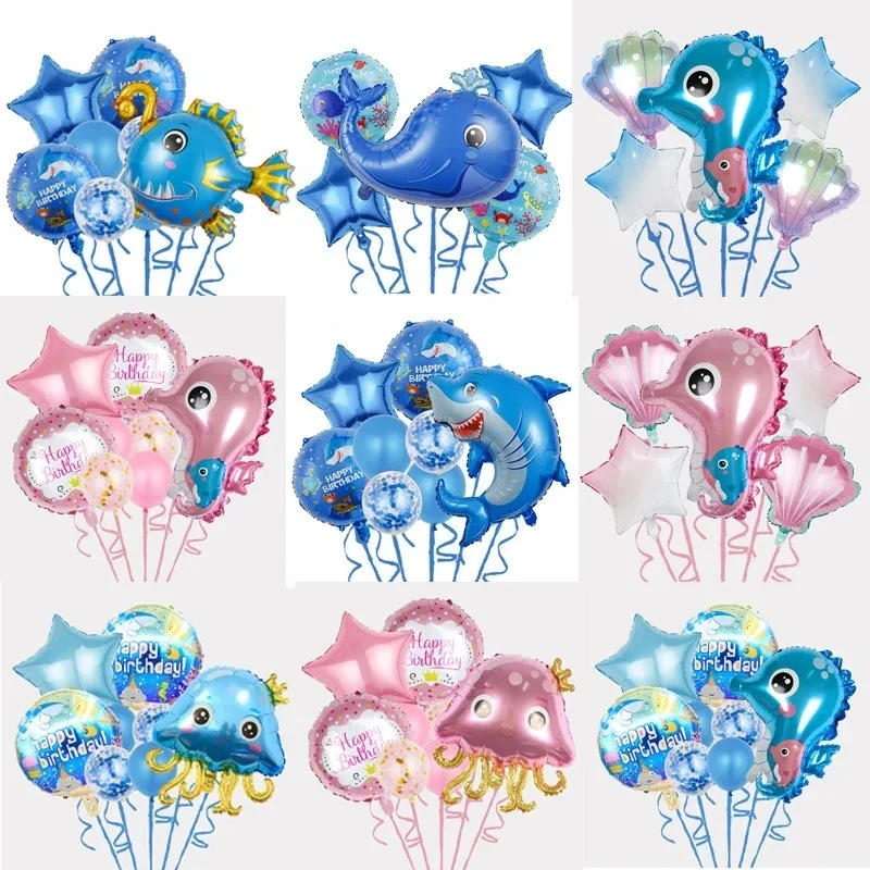 Disney Large Ocean Theme Party Q Edition Jellyfish Octopus Hippocampus Aluminum Film Balloon Decoration