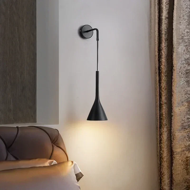 

Nordic Bedside Wall Pendant Lights E27 LED Bedroom Wall Lamp for Living Room Stair Hotel Kitchen Lights fixture Black white gray