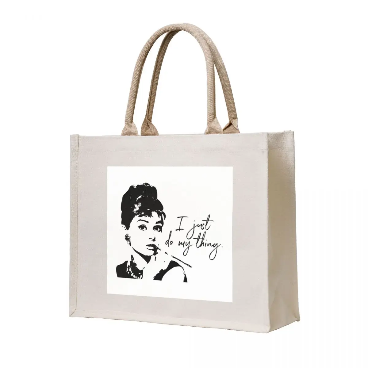 

Audrey Heburn, I Just Do My Thing #blackandwhite Tote Bag Shopper great bag canvas tote canvas tote bag