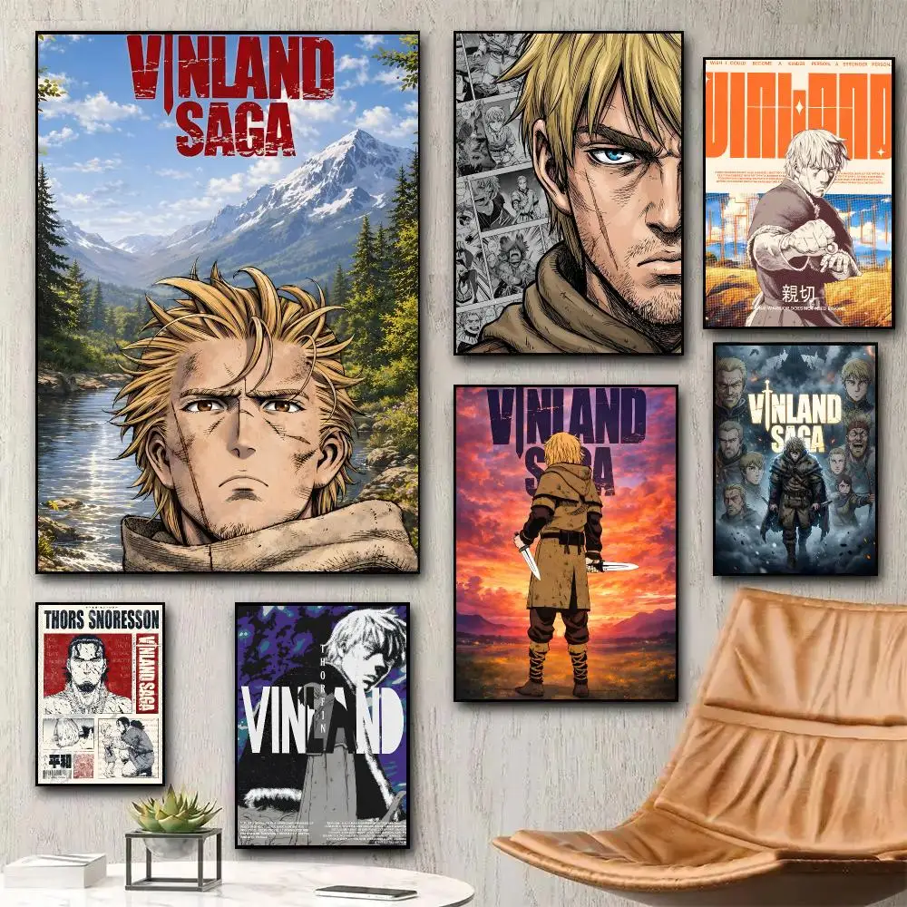 Anime Vinland Saga Poster HD Wall Stickers Mural Self-Adhesive Decals Home Decor Bedroom Living Room Gift Idea