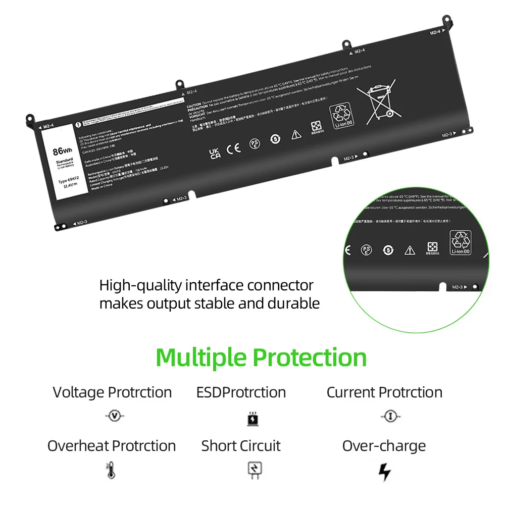 SKOWER 69KF2 Battery for DELL XPS 15 9500 9510 9520 9530 Precision 5550 5560 G155510 5511 5520 5515 5521 G7157500 P91F P87F 86WH