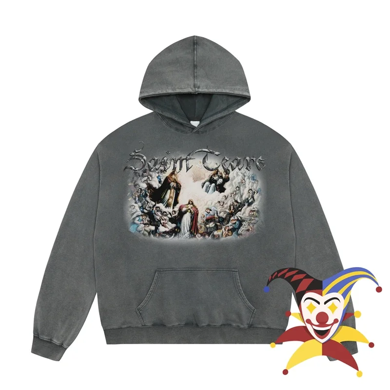 

Nice Washed Saint Tears Hoodie Men Women High Quality Cotton Oversized Pullovers Hooded