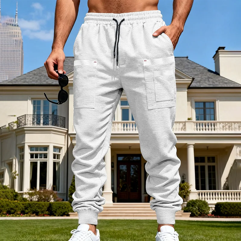 الربيع والخريف الرجال فضفاض الهراء عادية شارع العليا الرياضة في الهواء الطلق ركاب الهيب هوب الأدوات تنفس Sweatpants
