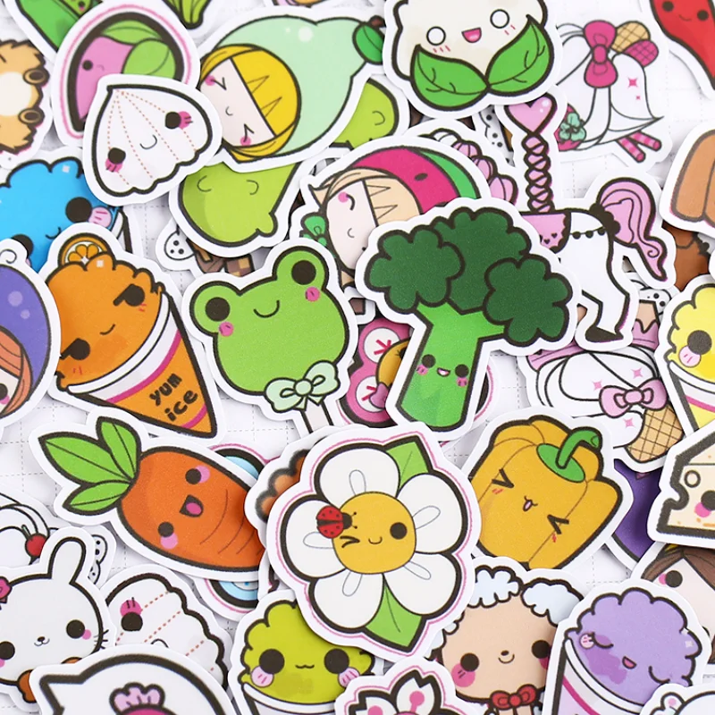 51pcs Cute Vegetable Flower Collection Stickers DIY Laptop  DIY Decals Sticker For Fridge Suitcase Stationery scrapbooking