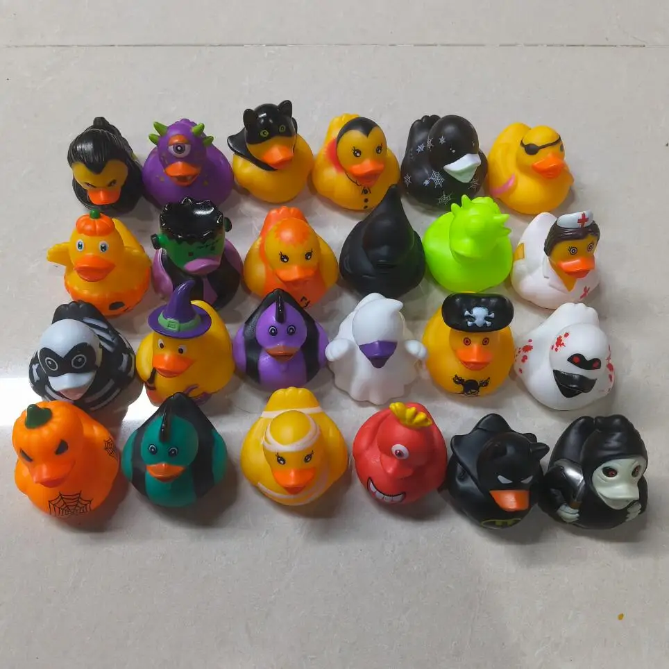 6/12/24Pcs Halloween Series Duck Cartoon Characters Shape Duck Water Toy Gift For Children Festivals Party Decorations