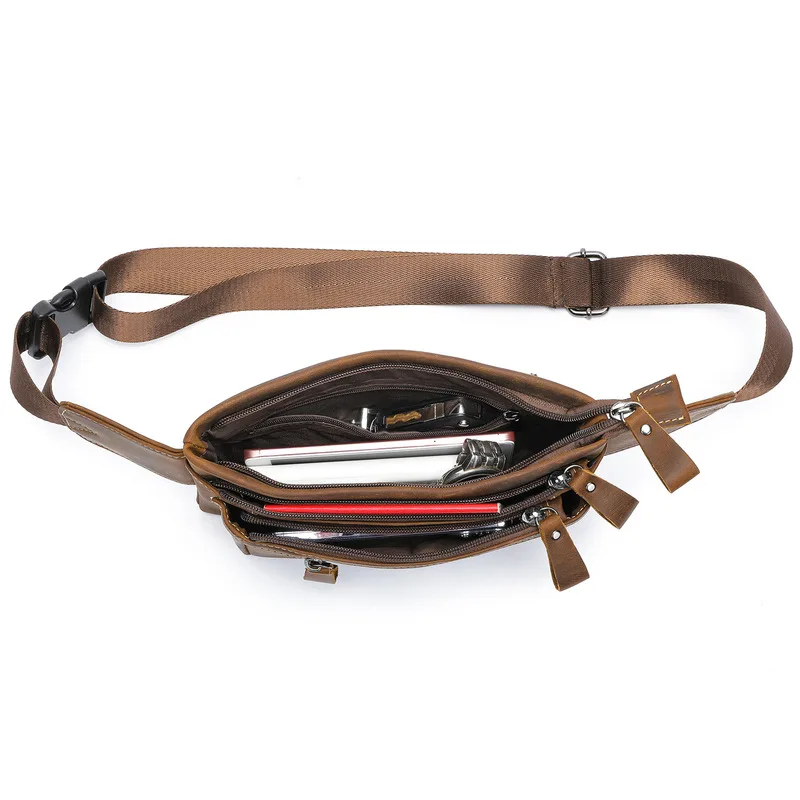 New retro Wild Horse-specific sports waist bag - genuine leather outdoor men's multi-functional commuter crossbody bag