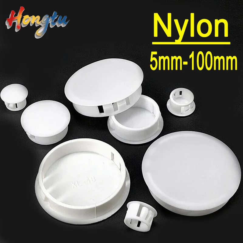 

Hongtu White Nylon Snap-on Hole Plugs - 5mm-100mm Round End Caps, Blanking Plugs for Pipes | Pipe Bungs Covers