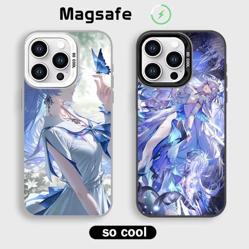 

Wuthering Waves Cantarella Phone Case White Magnetic IMD Colorful Silver case for iPhone 16 15 14 13 12 11 Pro Max Plus e