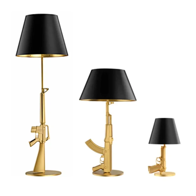 Modern Lounge AK47 Gold Silver 18K Gun Floor Lamps For Living Bed Table Light Home Decor Bedroom Lamp Bedside