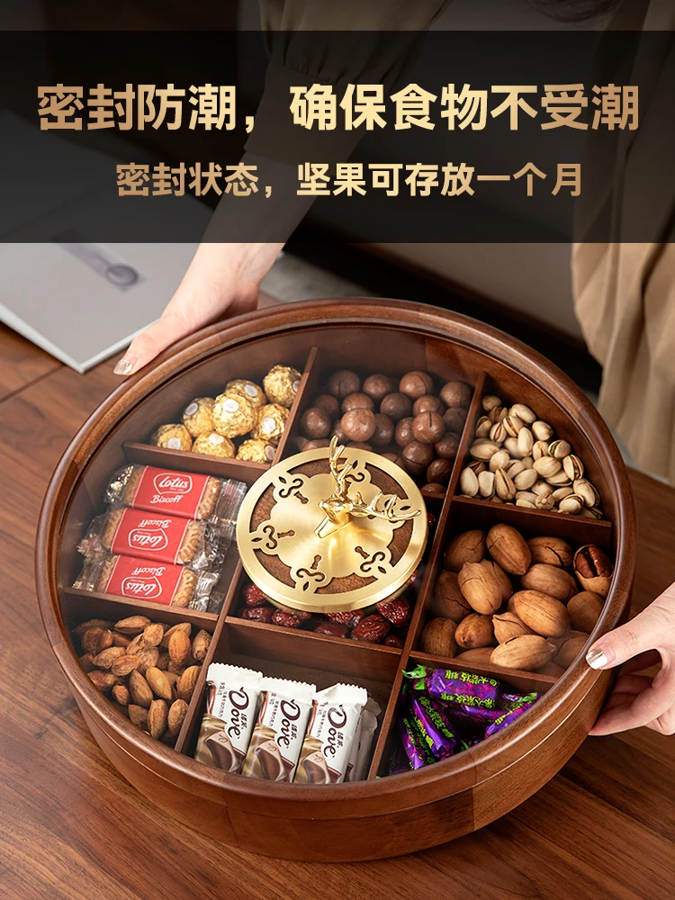 Solid wood luxury dried fruit box living room coffee table ornaments household snacks fruit bowl upscale.