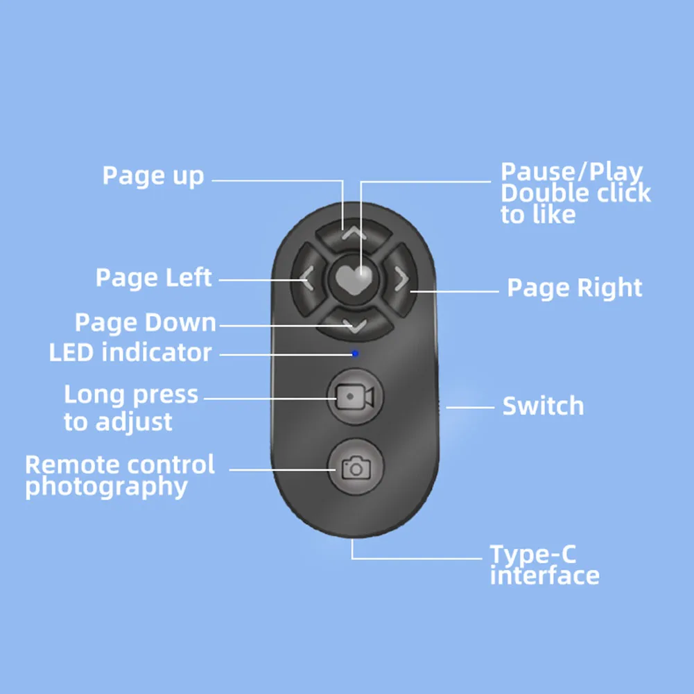 جهاز تحكم عن بُعد لكتب البلوتوث مزود بـ 7 أزرار، جهاز قراءة كتب إلكترونية، جهاز تحكم ذكي للفيديو المباشر على تيك توك ويوتيوب