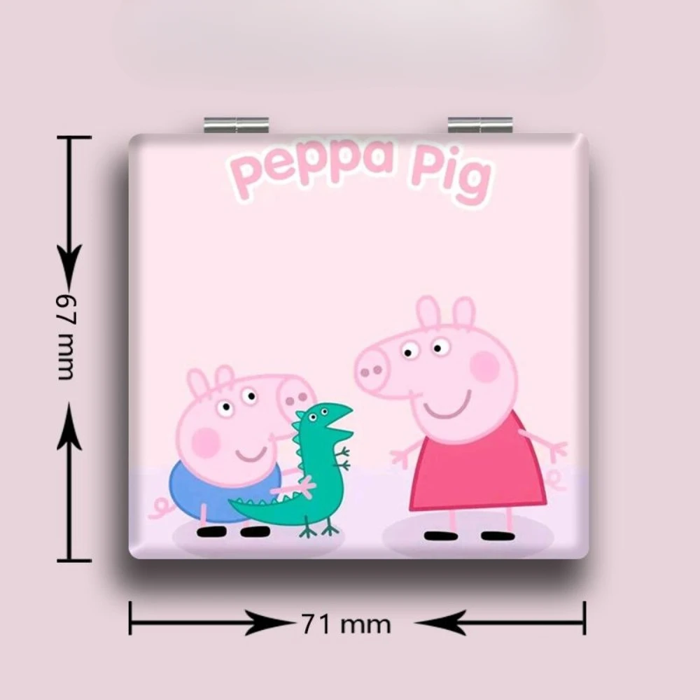 Peppa Pig espejo de bolsillo Mini maquillaje compacto portátil de dos lados plegable espejo de maquillaje cosmético para regalo