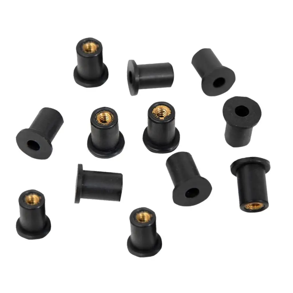 M5 Threaded Sleeve Black Rubber Well Nuts Brass Insert Blind Fastener Wellnuts for Windscreen Panel Repair