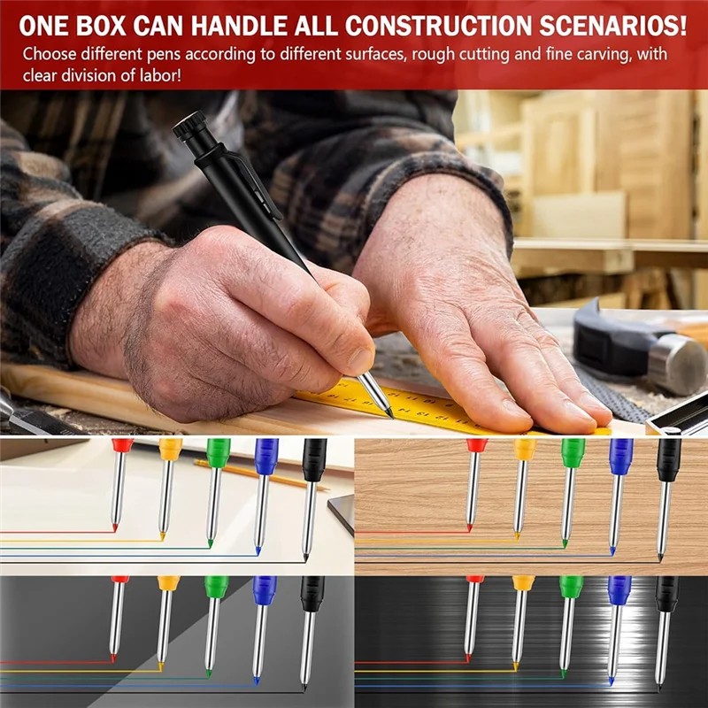 Mechanical Pencil Set 22 Pieces Includes 78 Refills, Sharpener, Long-Nib Markers For Carpenters