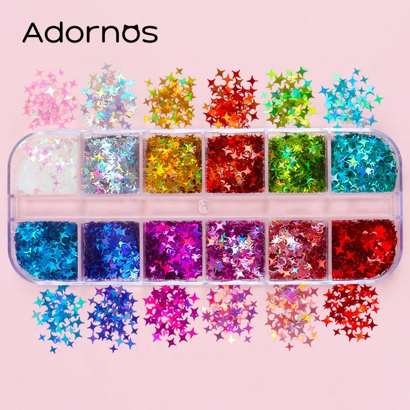 UV Resin Filler Holographic Star Sequins Resin Art Decoration Laser Four-pointed Stars Glitter Flakes Crafts Jewelry Accessories