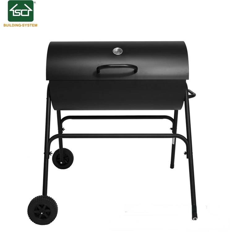 SCB-17 BBQ Grill Round Charcoal Stove Outdoor Bacon Portable 3 in 1 Barbecue Double Deck Smoker Oven Camping Picnic Cooking