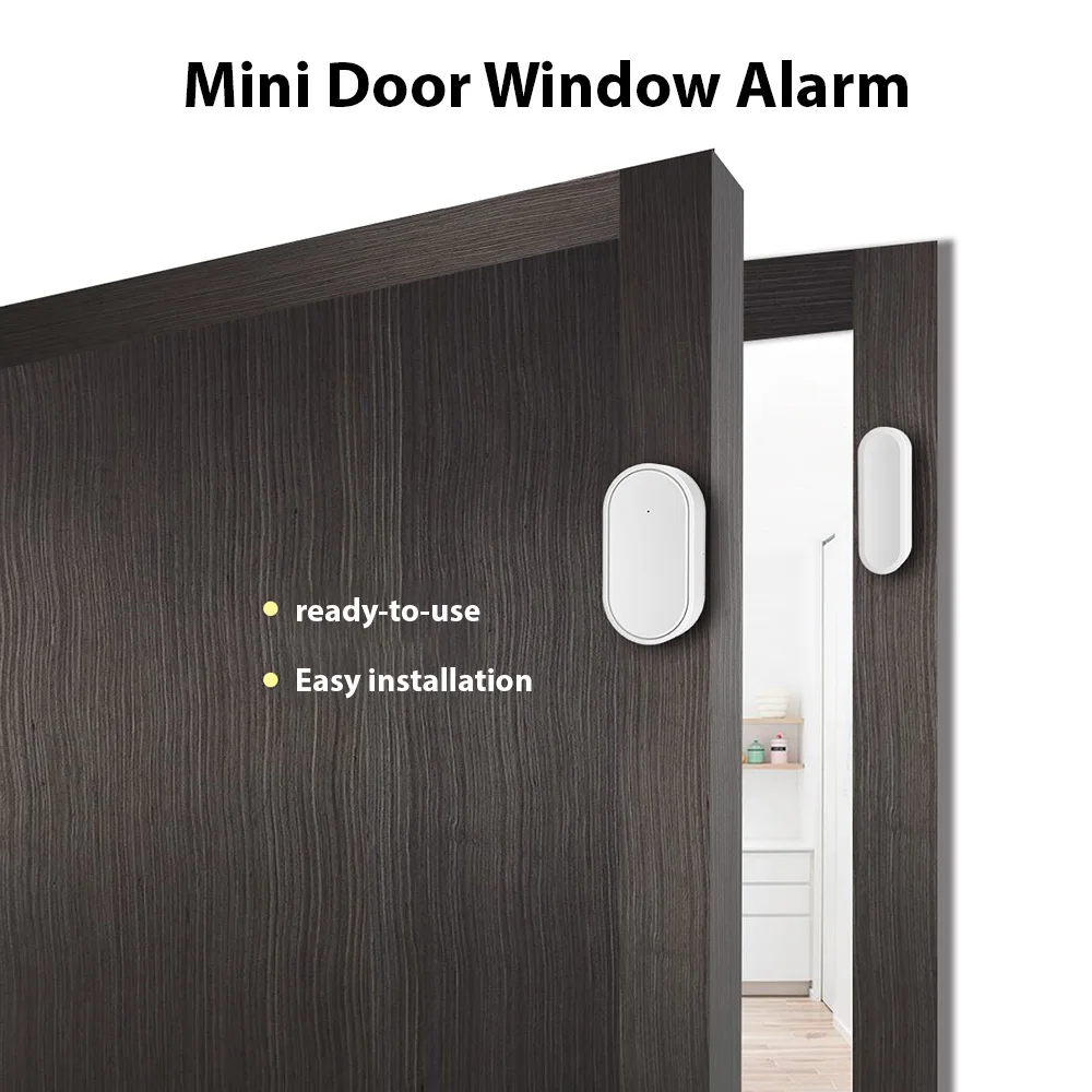 433Mhz Mini Door Window Alarm Home Security Wireless Magnetic Sensor Anti-Theft Alarm Sound Easy Installation for Home Garage