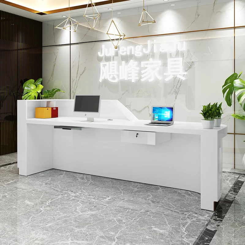 Hotels Designs Reception Desk Podium Acrylic Stand Retail Luxurious Desk Modern Store Comptoir Caisse Boutique Shop Furniture