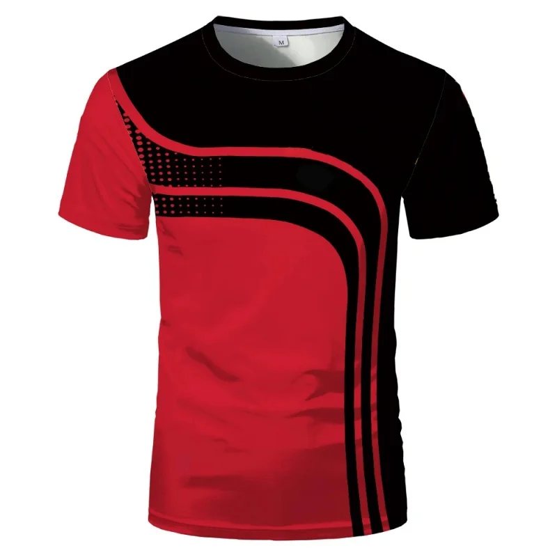 

Colorful Geometric Splicing Pattern T-Shirt For Men Stripe 3D Printed Tees Casual Short Sleeve Round Neck Tops Street T Shirts