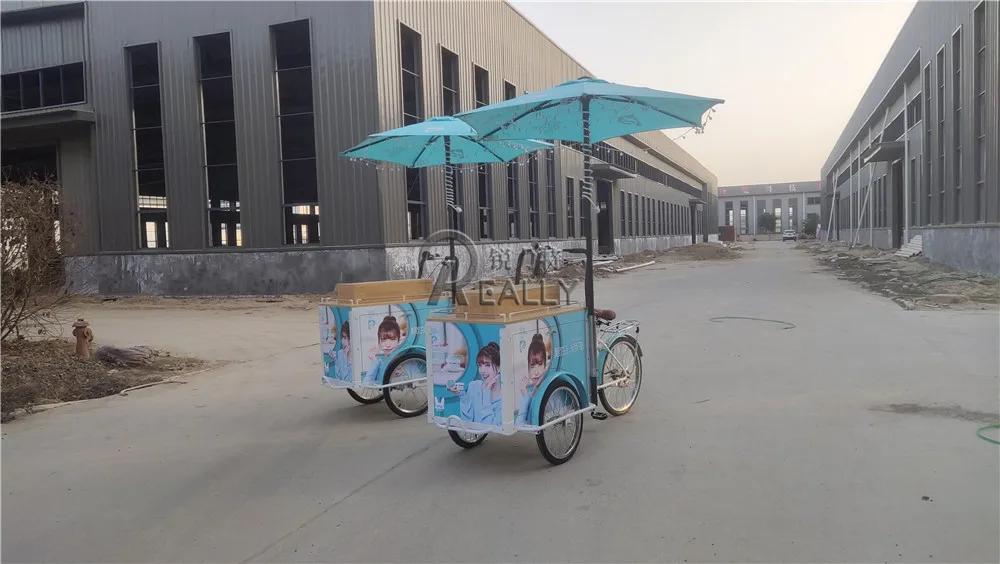 Outdoor Ice Cream Bike With Freezer Mobile Fast 3 Wheel Electric Tricycle Ice Lolly Popsicle Food Vending Cart