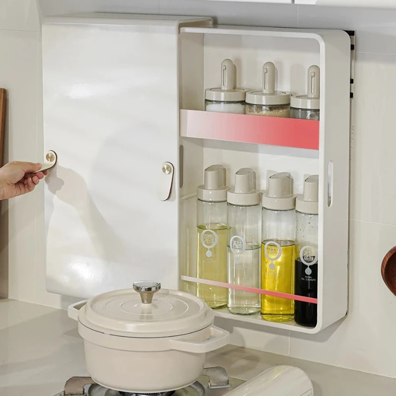Heavy Duty No Drill Retractable Seasoning Shelf 40 Lbs Load Adjustable Tier Rust Resistant Easy Wipe Kitchen Wall Mount Storage