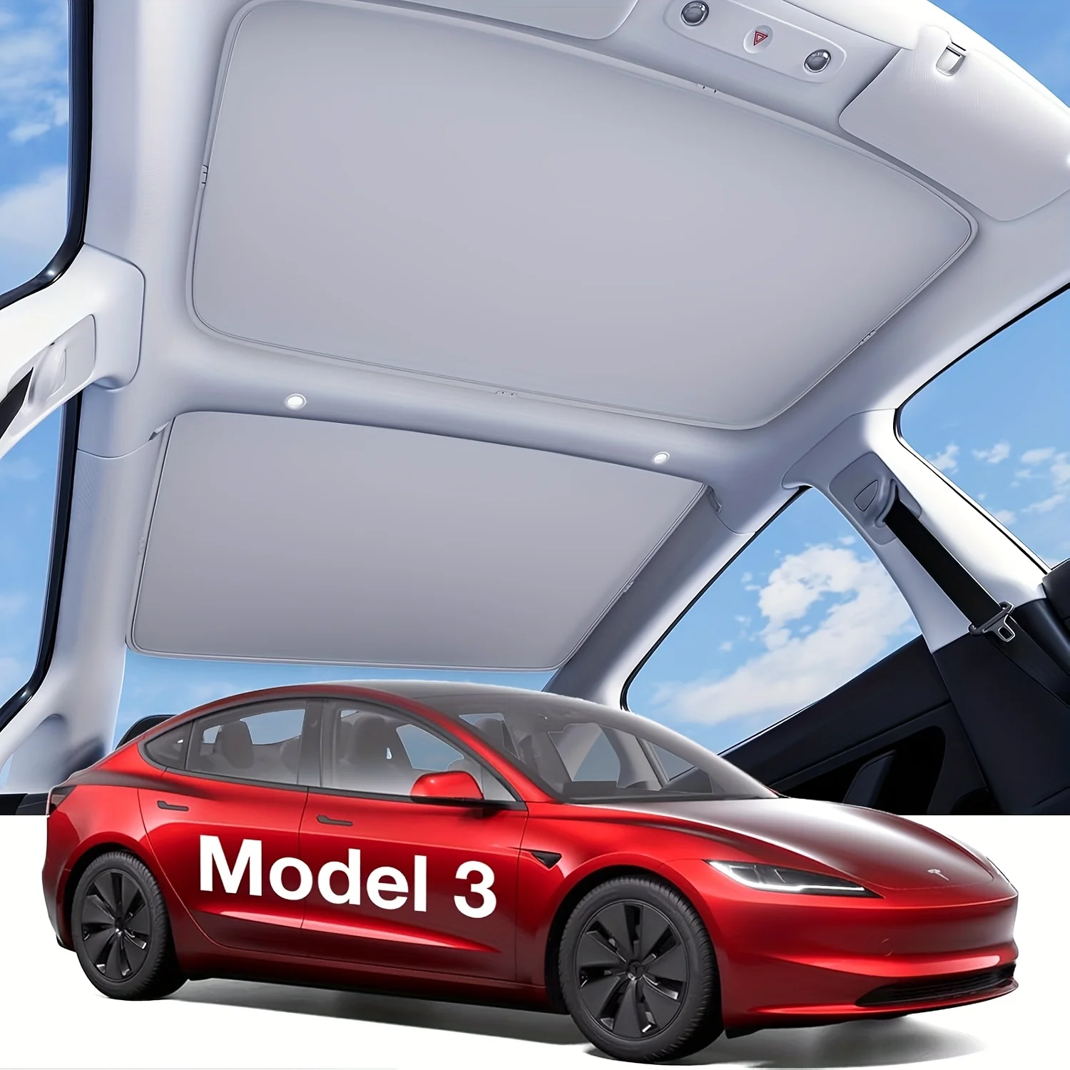 Suitable for Tesla Model 3 2024-2026 Models, Premium Sunroof Sunshade, Driving Visibility Optimization Device