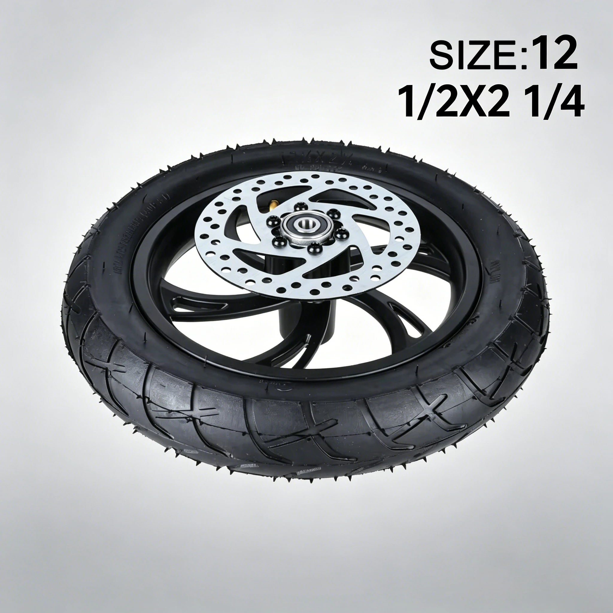 12in Lightweight Not Easily Deformed Shock Scooter Rubber Tire with Wheel Hub E‑Bike Tyre Replacement 12 1/2X2 1/4