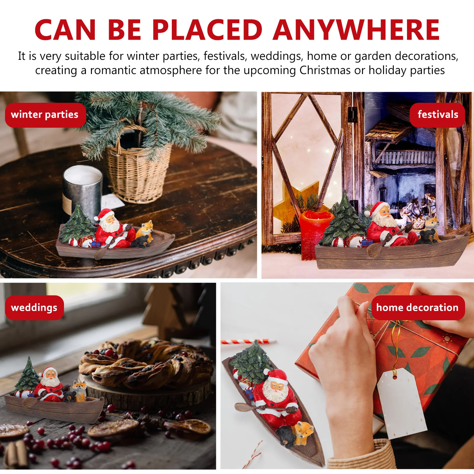 

1Pcs Christmas Resin Santa Claus Desktop Ornament Luminous Xmas Decoration Party Decoration Festive Tabletop Decor