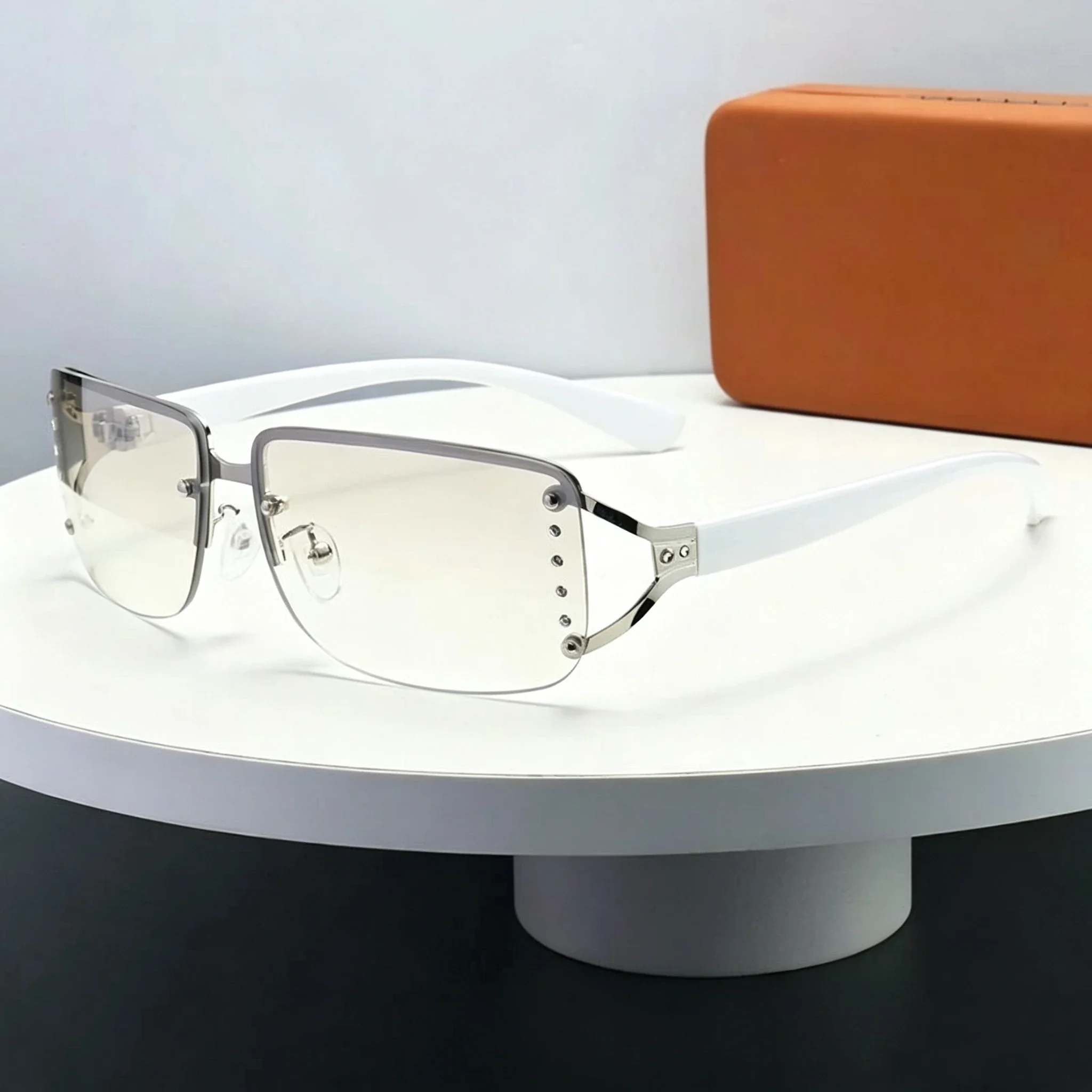 New Women Sunglasses Luxury Brand Design Fashionable Y2K Glasses Camping Cycling Fishing Retro Frameless Uv400 Men Sunnies