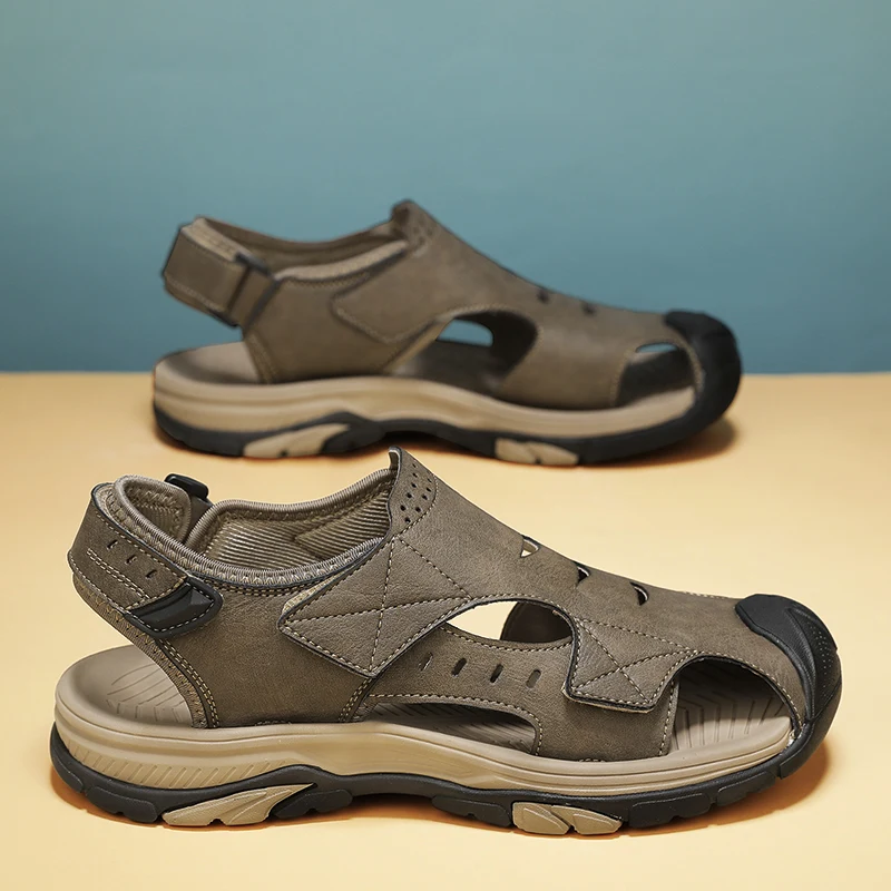 

Мужские сандалии, новинка лета 2024, модная пляжная обувь на толстом каблуке, удобные летние уличные пляжные тапочки для отдыха для мужчин