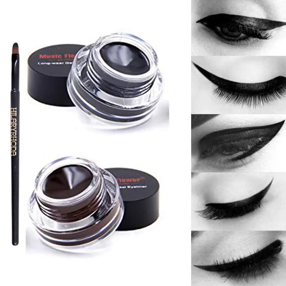 Coffee Black Gel Cream Eyeliner Make Up Waterproof + Eye Cosmetics Cosmetics Makeup Brushes Liner Eye X6o6