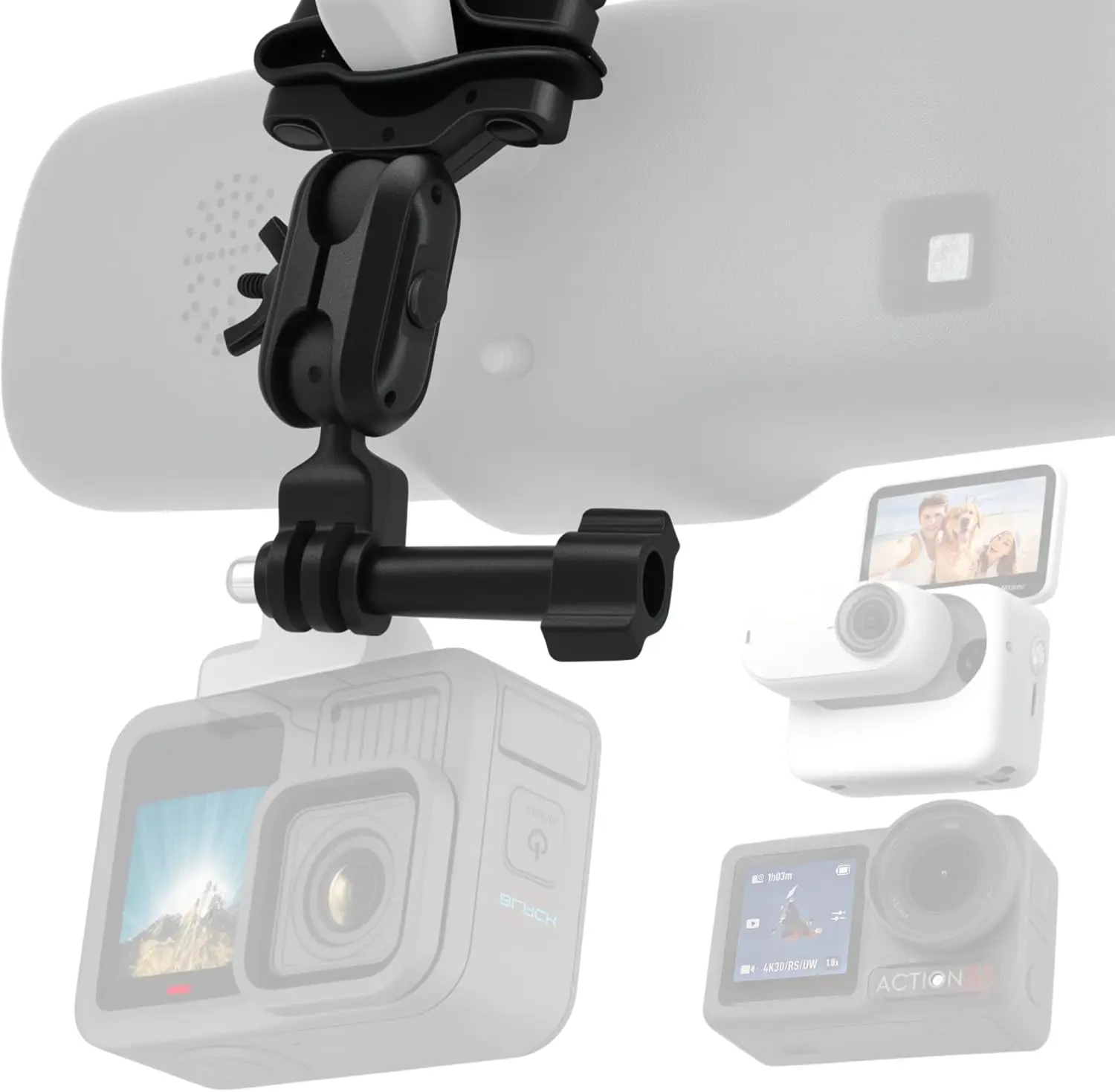 Rearview Mirror Mount for Gopro Hero 13/12/11/10/9/8/7/6/5/4/3/Max, Insta360 One X5 X4 X3 X2 Go3, DJI Osmo Action 5 Pro/4/3/2