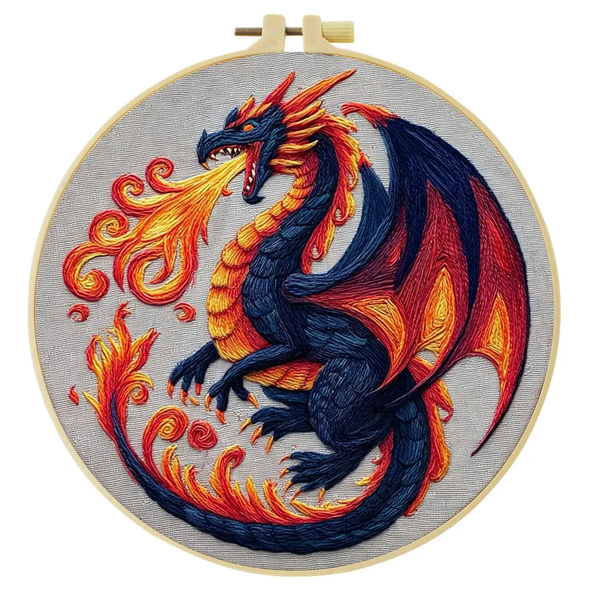 1 Stück 20X20CM/15X15CM 7,87/6,3 Zoll Feuerdrachen-Stickerei-Starter-Kit DIY-Kit DIY-Stickerei-Set Handarbeiten Nadelkunst – Detail 3