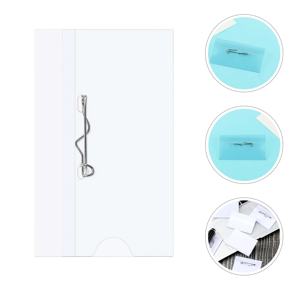 

1 Set Clear Plastic Name Tags Pin Sleeve Pvc Id Card Holders Teachers Nurses Office Employees Reusable Transparent Badge