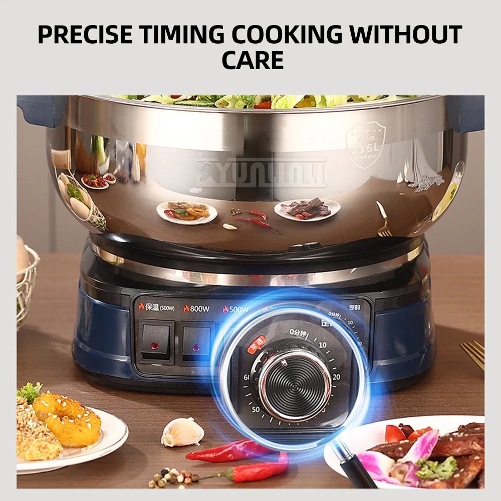 Kitchen Frying Pan Steamer Steaming Pot Wok Multi Cooker