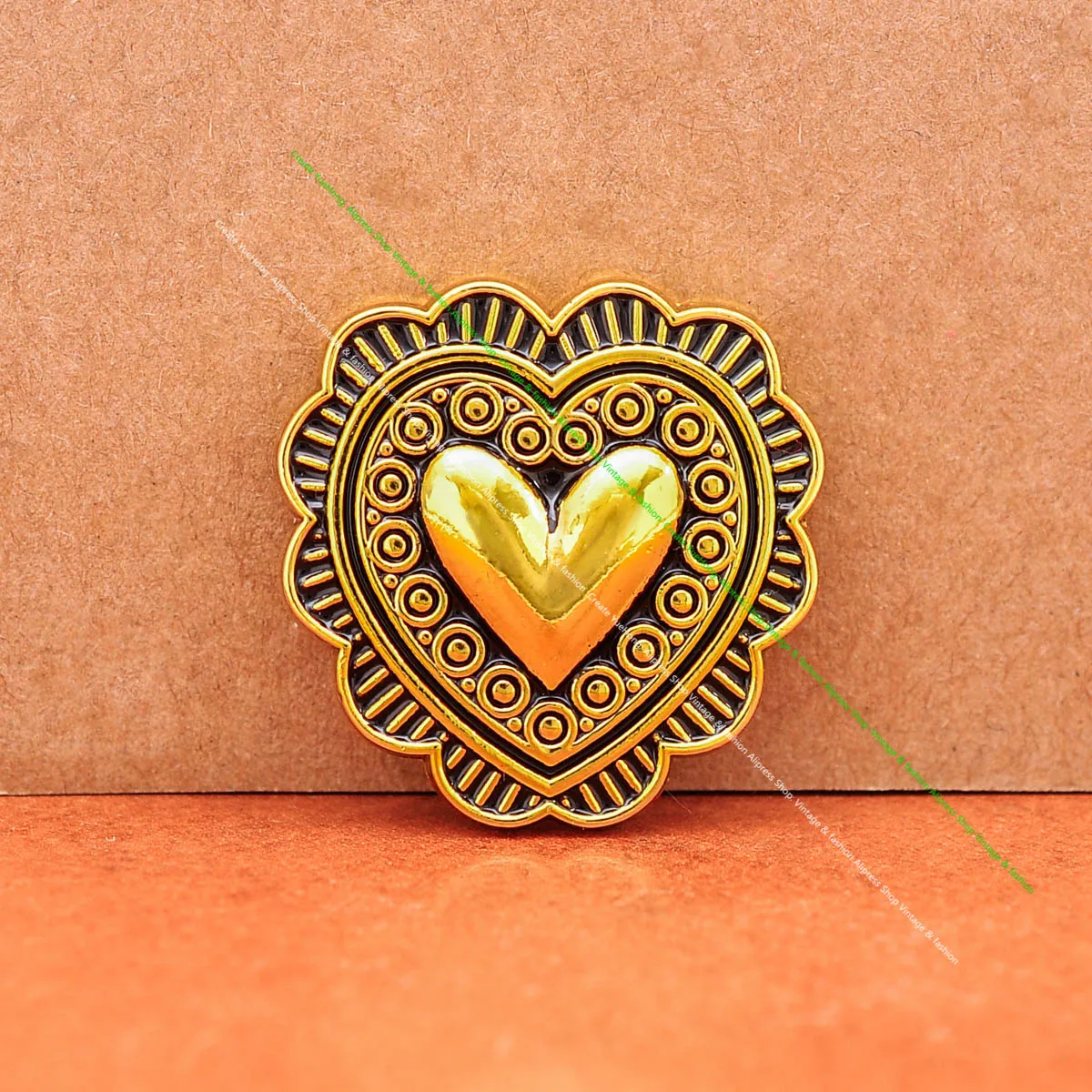 10pcs 27mm Gold Floral Carved Sweet Love Heart Western Saddle Holster Leathercraft Belt Accessories Conchos Screwback