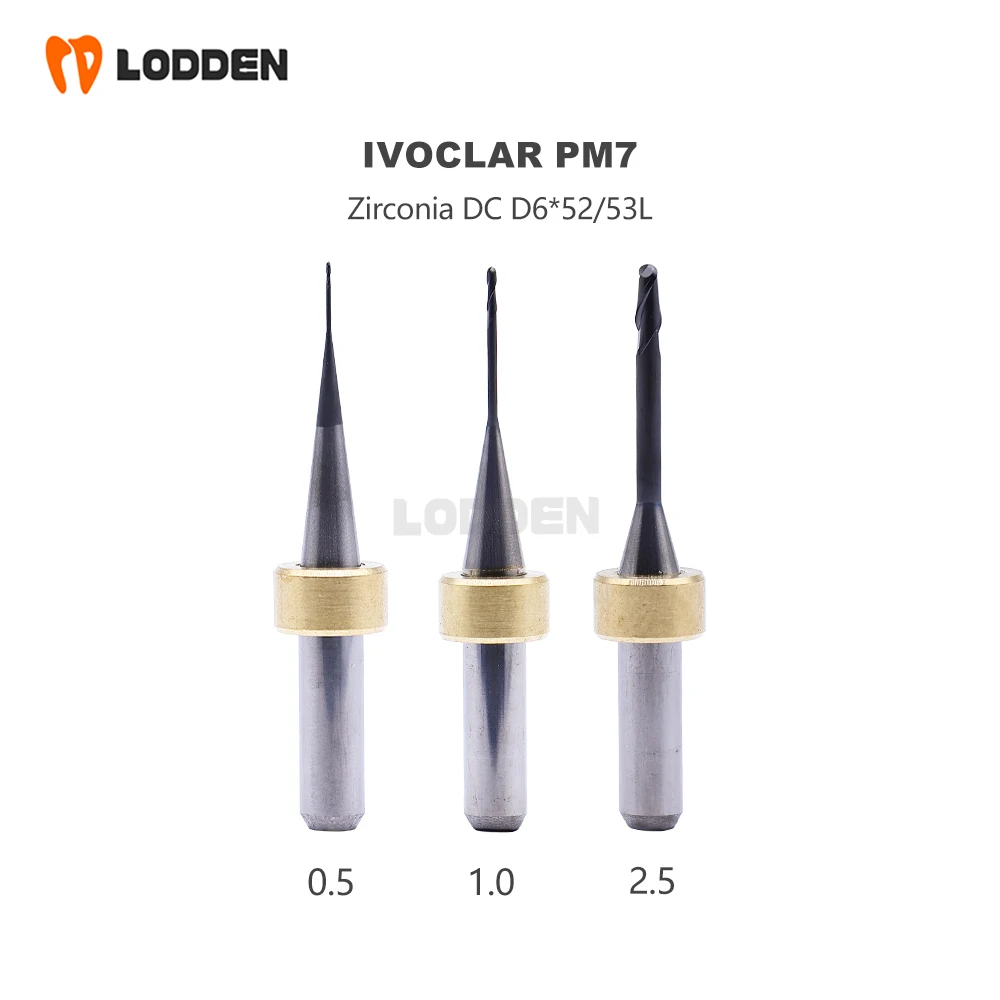 Ivoclar PM7 for Zirconia Milling Burs Dental Material Grinding Drills DC D6 *0.5/1.0/2.5 Milling Machine Tools