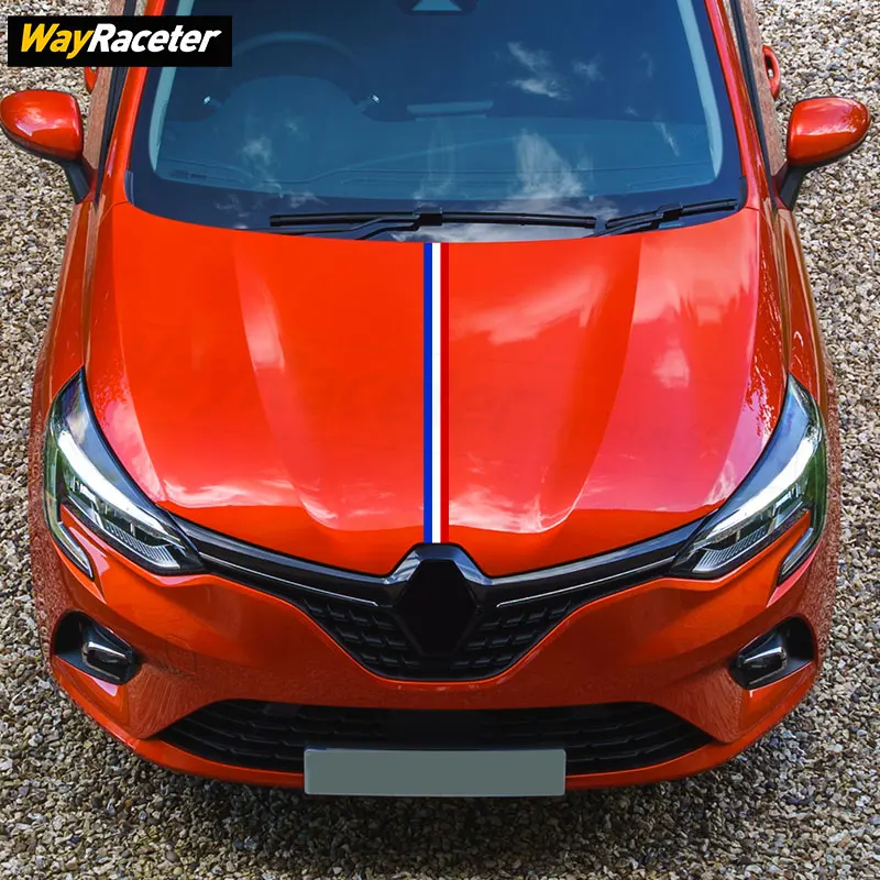 Car Hood Line French Flag DIY Vinyl Decal Bonnet Stripes Sticker For Renault Megane Clio Sandero Zoe Captur Arkana Twingo Sport view 4