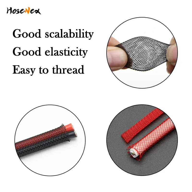 Rura ochronna na kabel USB myszy, rozmiary 3/4/6/8/10mm, rozciągliwa osłona kablowa z plecionki PET, odporna na ognie, 2-20M