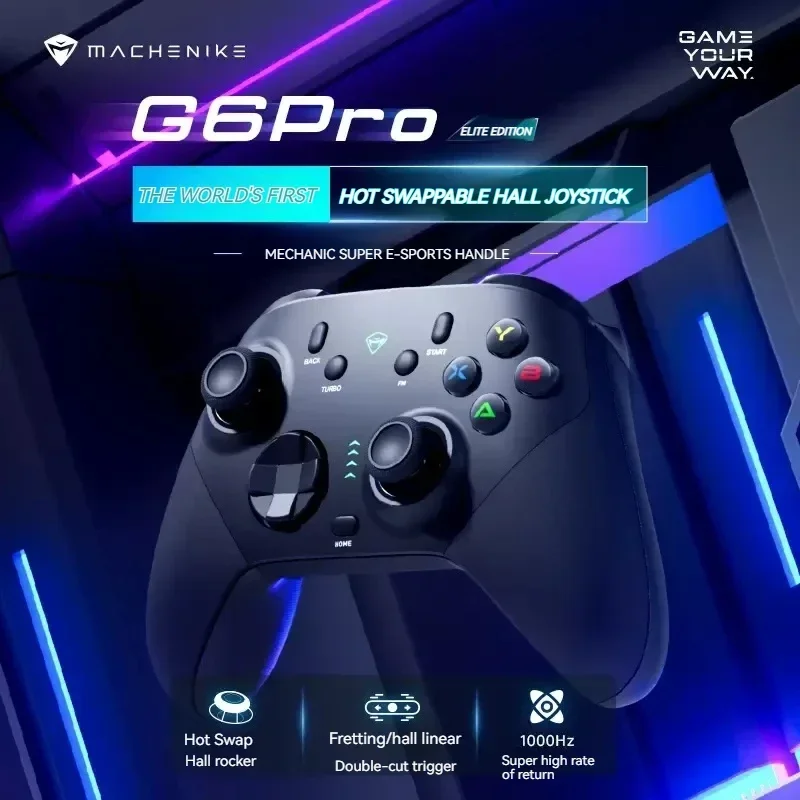 New G6pro Three Mode Wireless Game Controller Hot Plug Hall Rocker Double Cut Trigger Switch Dual Game Controller accessory Gift