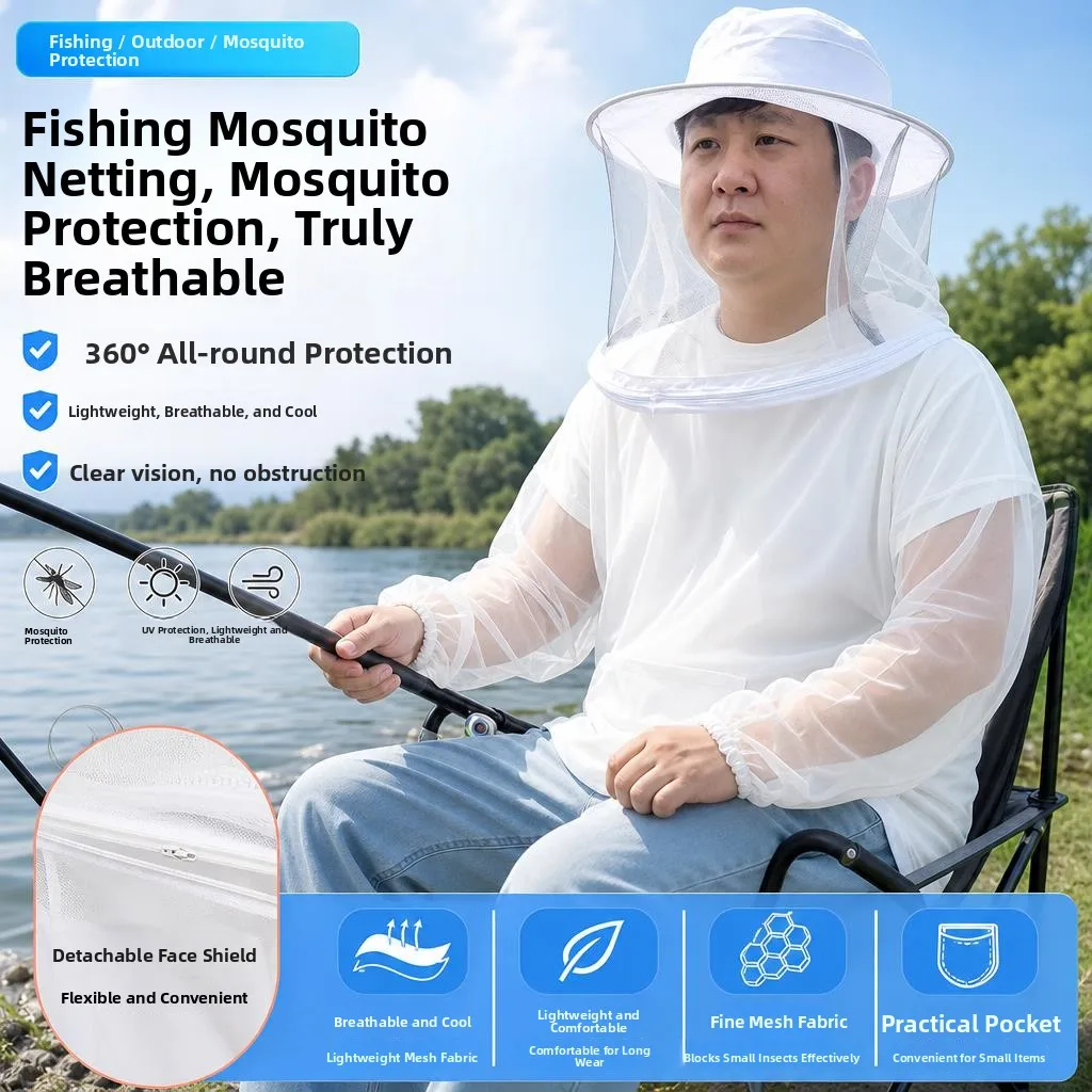 メンズ防蚊釣り服-超薄型-通気性-速乾性-フルボディ-アウトドア釣り具-ポリエステルナイロン生地
