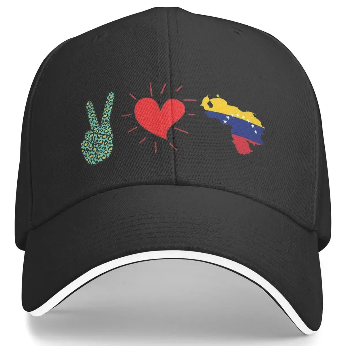 Peace Love Venezuela Baseball Cap Hunting Camping Wholesale Trucker Hat Unisex-Teens y2k Cool Print Baseball Caps