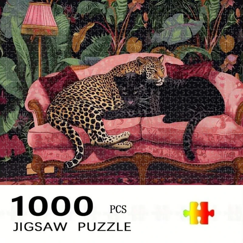 500/1000/1200/2000 Teile Puzzle mit Geparden- und Tigermuster für Herausfordernde Familienaktivitäten, Spiele, Partys und Geburtstagsgeschenke