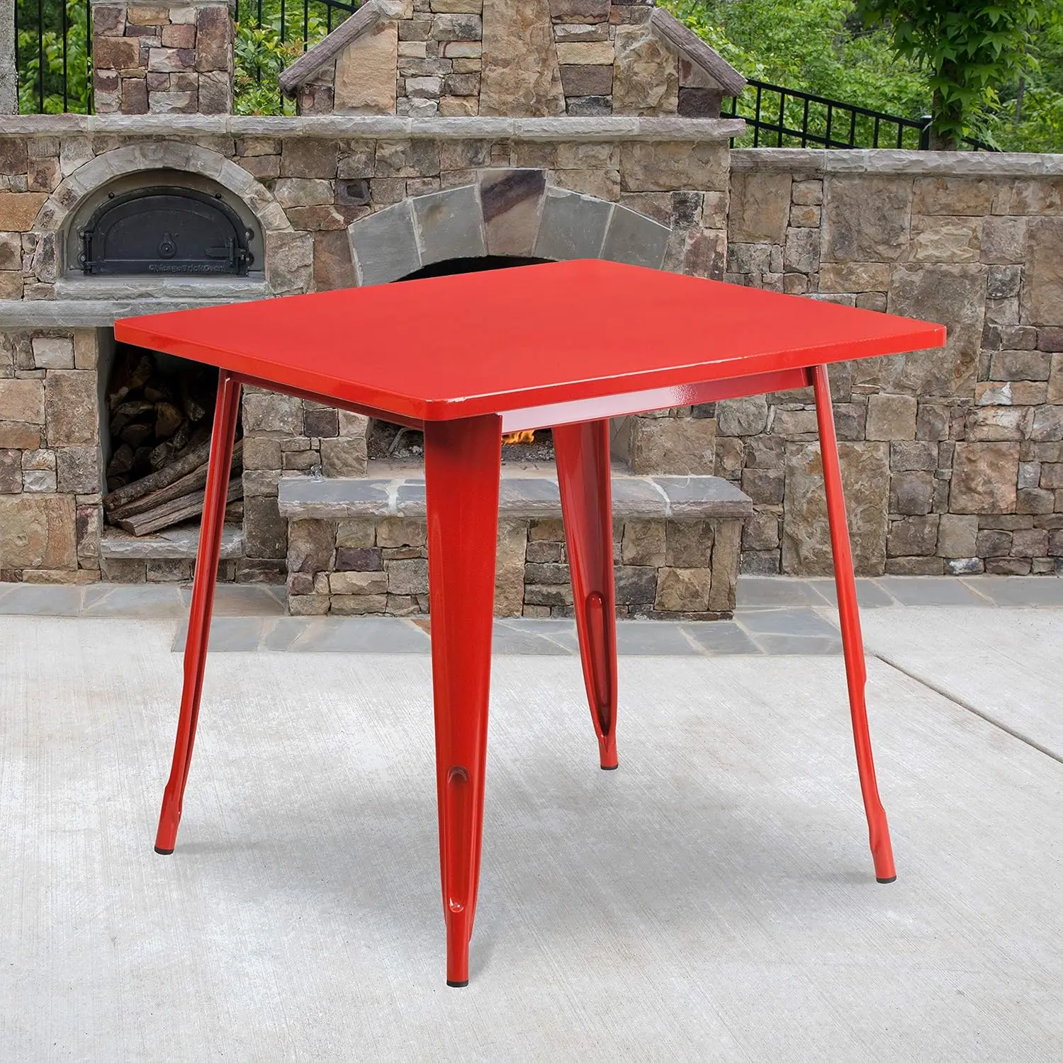 

OLIVER Commercial Grade 31.5" Square Red Metal Indoor-Outdoor Table