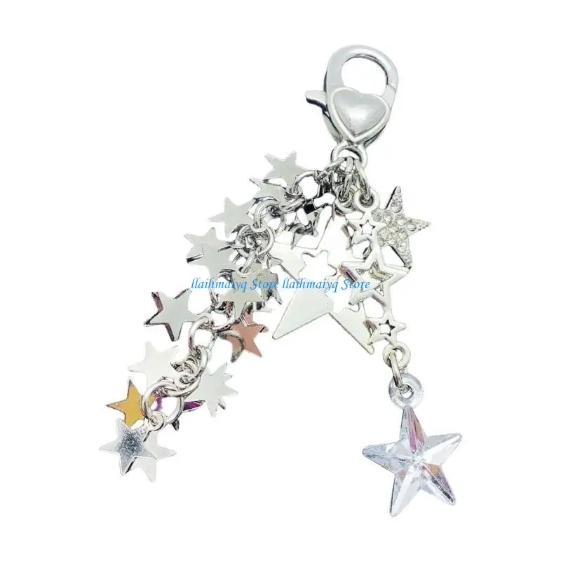 573B Fashionable Star Pendant Mobile Strap Handmade Bag Phone Chain for Trendsetters