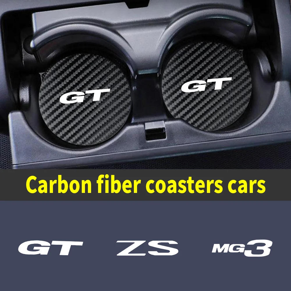 

Car Cup Slot Non-Slip Mat Carbon Fiber Coaster Water Cup Holder Protection Pad Accessories For MG GT HECTOR MG3 MG5 MG7 HS ZS