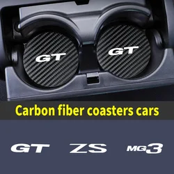 Car Cup Slot Non-Slip Mat Carbon Fiber Coaster Water Cup Holder Protection Pad Accessories For MG GT HECTOR MG3 MG5 MG7 HS ZS